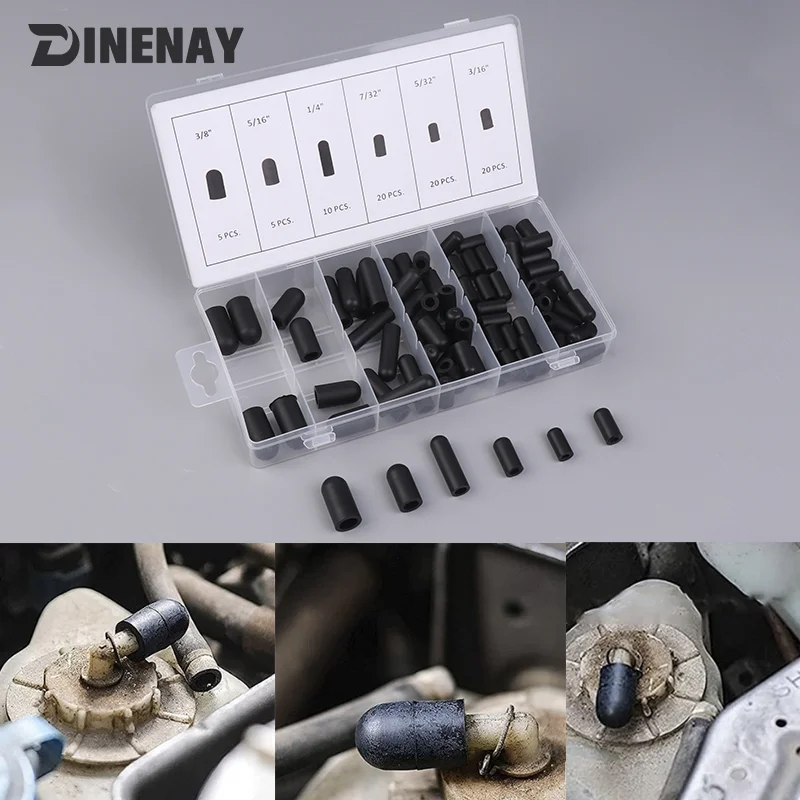 

80pcs/box Vacuum Dust Cap For Automobile Crburetor Rubber Dropper Cover ID 5/32 Inch To 3/8 Inch Carburetor Hose Cap Kit