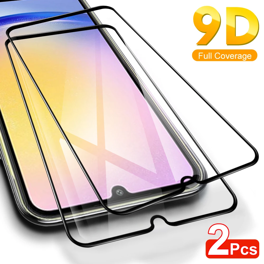 2Pcs Black Edge Screen Protector Per Samsung Galaxy A25 A15 5G 2023 Vetro Temperato Sansung A15 4G Samsuna25 A 25 6.5 Pollici