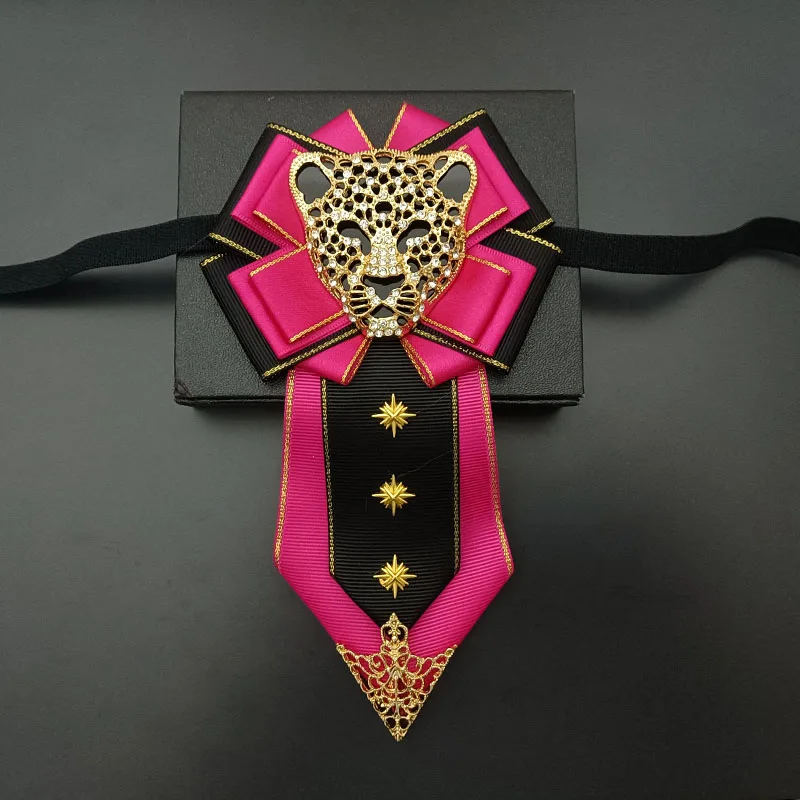 Herren Fliegen Original Devise Handgefertigter Schmuck Persönlichkeit Domineering Crystal Leopard Head Business Anzüge Hemdkragen Blumen – Detail 6