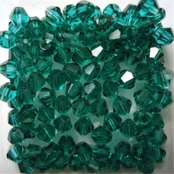 Elegant Black and Silver Bicone Crystal Glass Beads - 100pcs Set (Blue green)