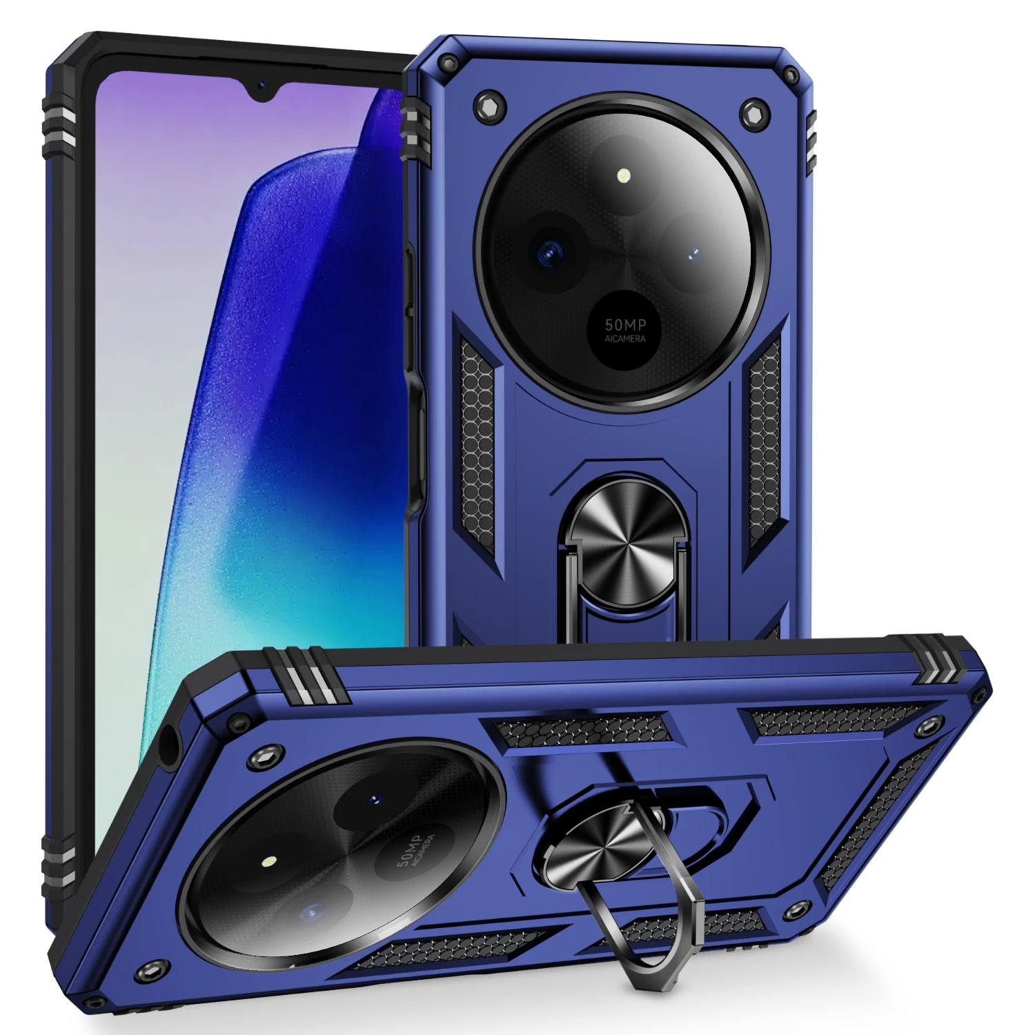 Shockproof Folding Armor Case with Stand Holder Ring Cover