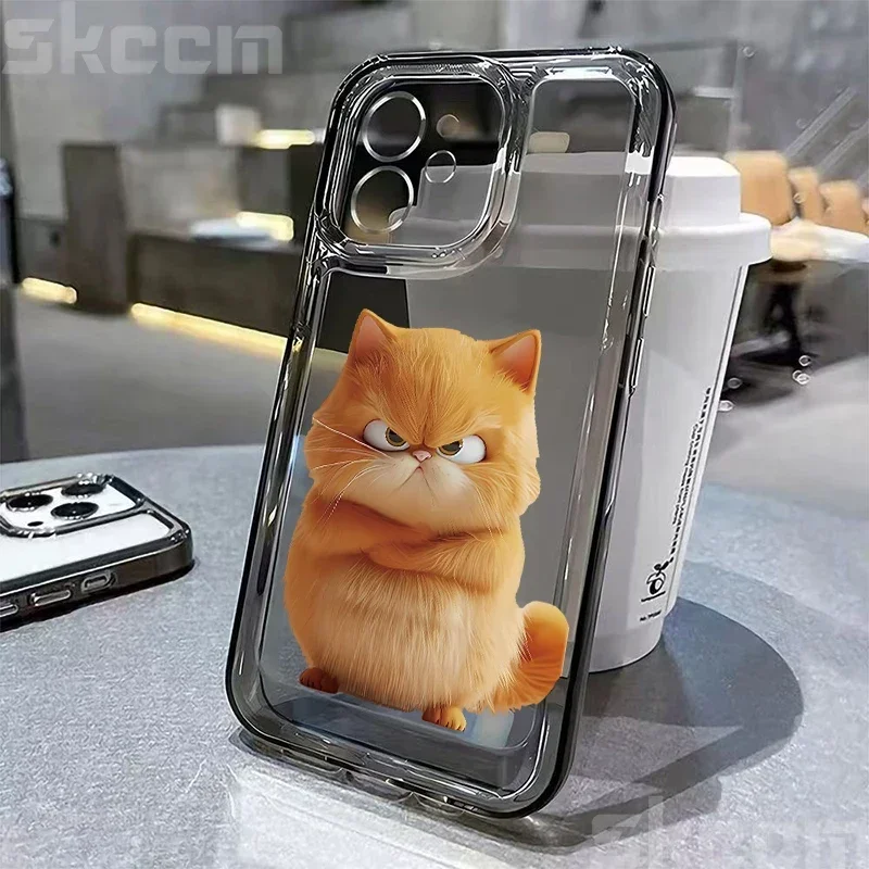 Playful Cat Design Clear Shockproof Phone Case - Soft Cover