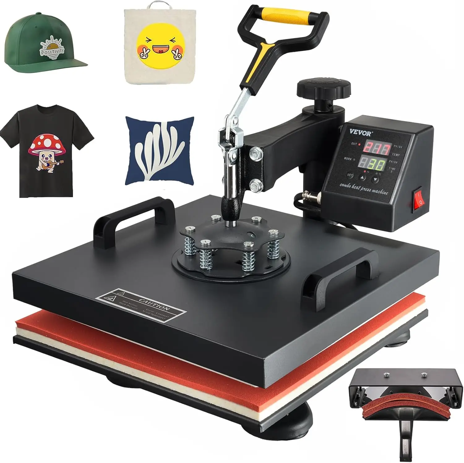 

2 in 1 Heat Press Machine 15x15 Inch, 360° Swing Away Digital Tshirt Press Machine, Clamshell Heat Transfer Sublimation