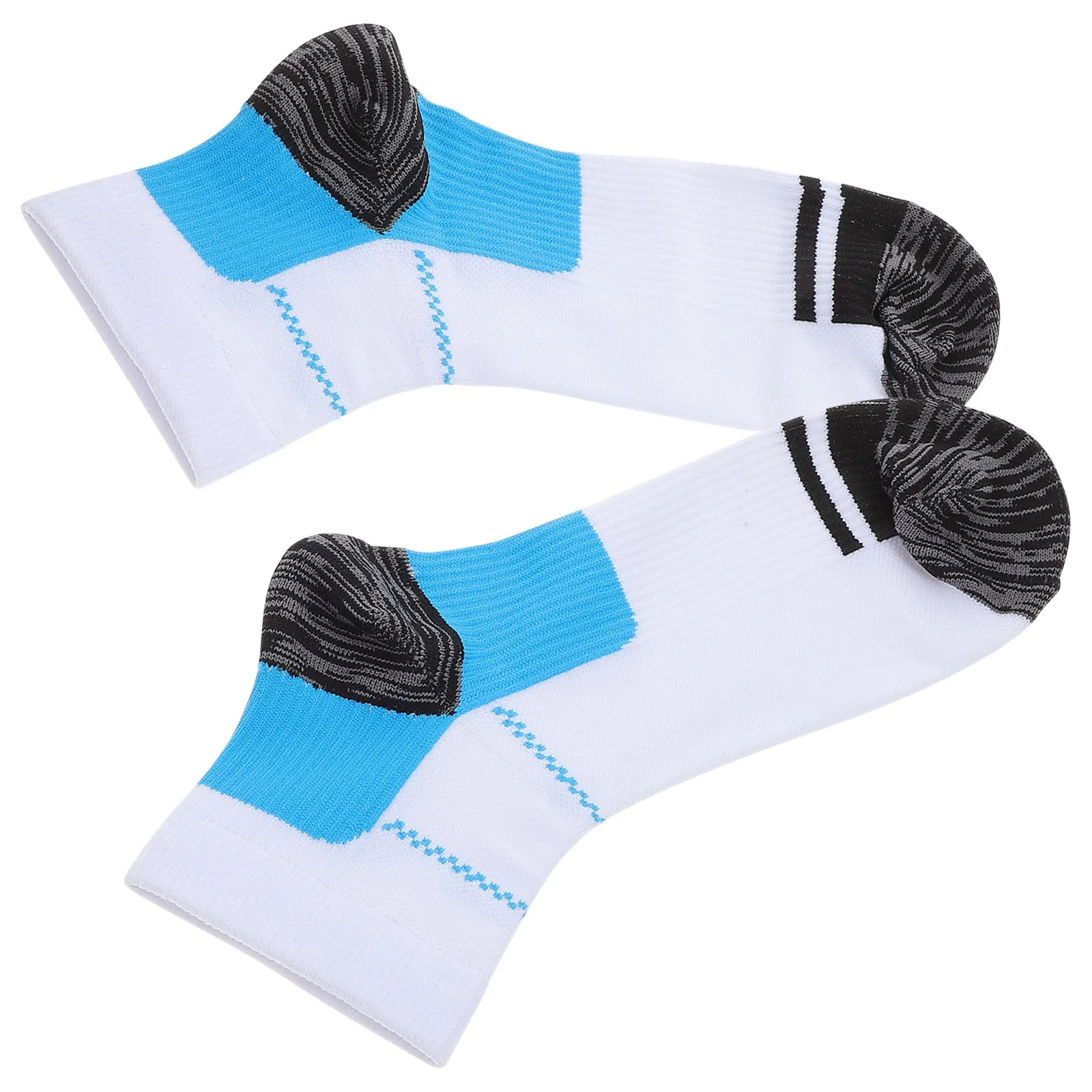 Par de Meias de Compressão Azul e Branco em Nylon com Amortecimento para Fascite Plantar, Alívio da Dor no Calcanhar e Suporte para o Arco do Pé – Ideal para Atividades Físicas
