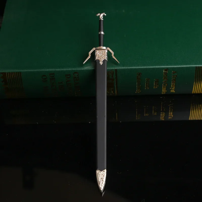 Wild Hunt Weapon Geralt Aerondight Steel Sword 22cm Game Peripheral Medieval Metal Ornament Weapon Model Gifts Toys for Boys 6