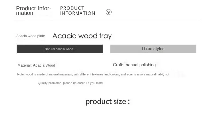 Description Picture 5 of itemAcacia Wood Coffee Tray Rectangular Food Cup Trays Decorative Wood Plate Dessert Candy Acacia Wood Gongfu Tea Tray