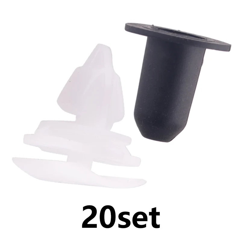 20-Pack Door Moulding Clip Retainer For Audi & VW – White Nylon With Blue Grommet