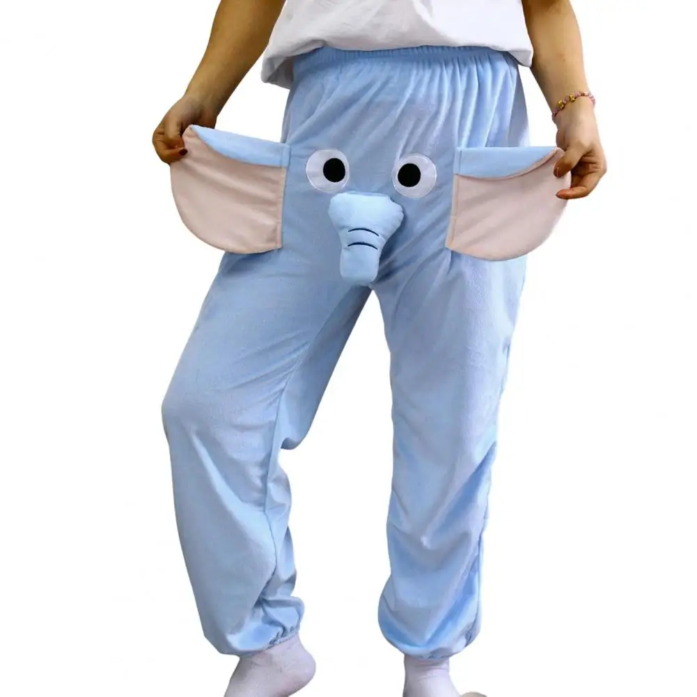 Flannel Pajama Pants Women Men Cartoon Elephant Nose Plush Pajama Bottoms Homewear Plush Lounge Trousers Couple Pajamas Pants_ecoleips.com