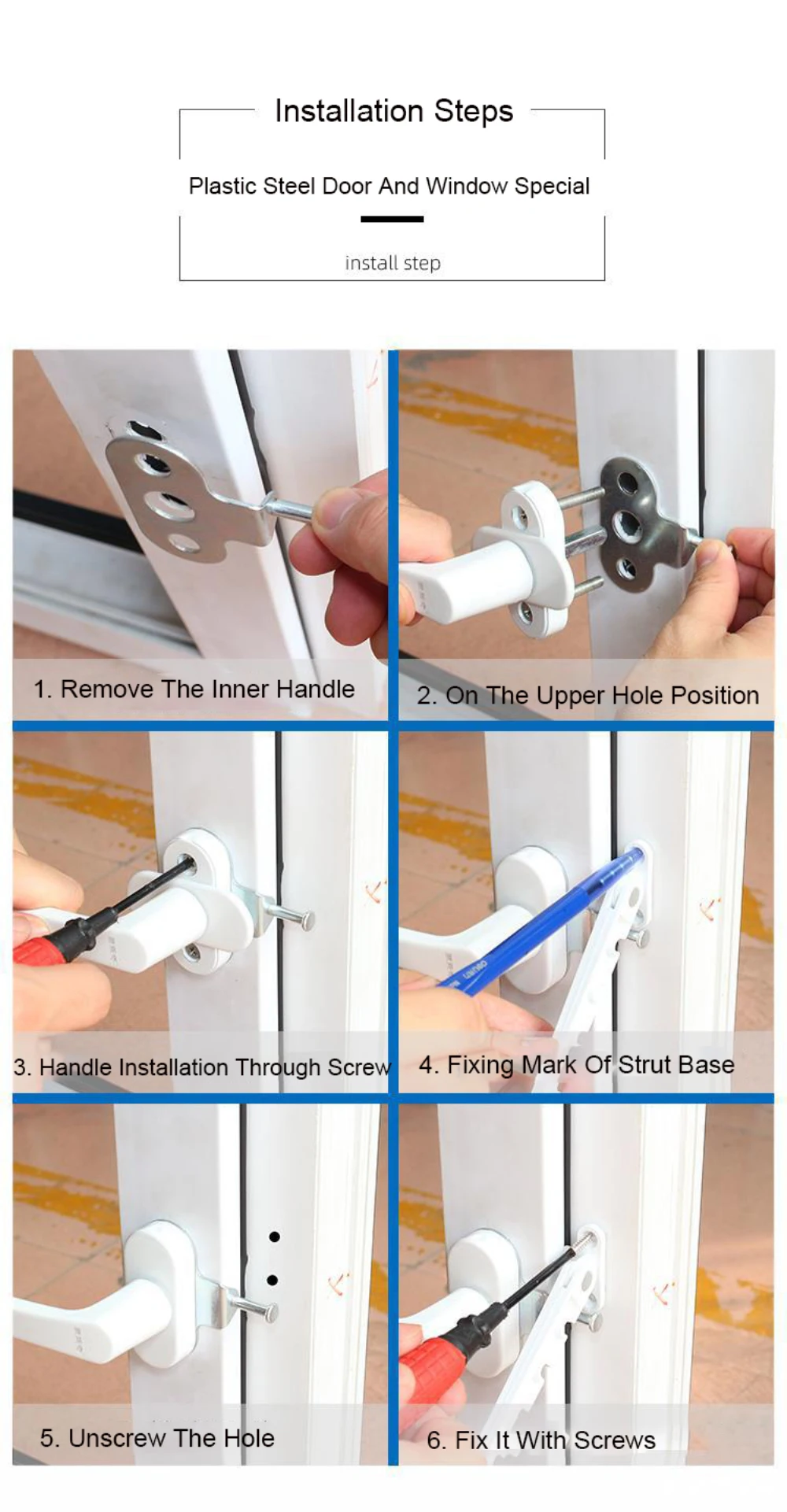 Description Picture 6 of itemBlocking Lock Adjustable Inner Opening Window Security Plastic Steel Protector Child Proof Door Rock Wind Hook Latches Casement