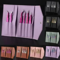 New 6PCS False Eyelash Tweezers Set For Fake Fan Lashes Extensions Planting Eyebrow Clip Eyelashes Tongs Makeup Nail Tools Kit 1