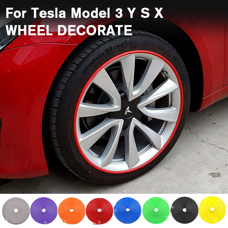 8M/ Roll Rimblades Car Vehicle Color Wheel Rims Protectors Rubber Moulding Trim For Tesla Model 3 X S Y Automobile decoration jeep wrangler fenders