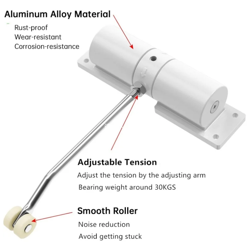 Automatic Soft-Closing Door Closer with Adjustable Speed and Mute Function
