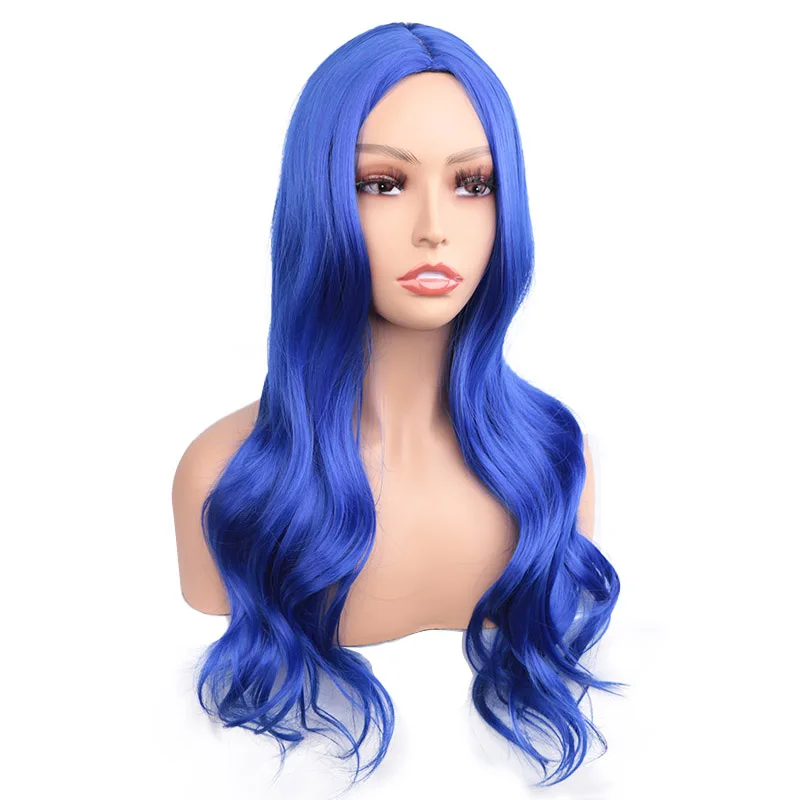 

Amir Synthetic Long Wavey Blue Wig Middle Part Curly Wig for Women Heat Resistant Fiber Cosplay Party Wig Cap Included