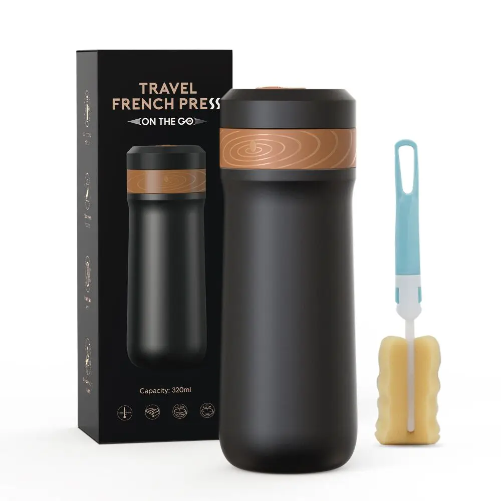 Coffee maker Portable Stainless Steel Insulated Coffee Press Car Travel French Press Tea Maker Pot Outdoor Mug Cup