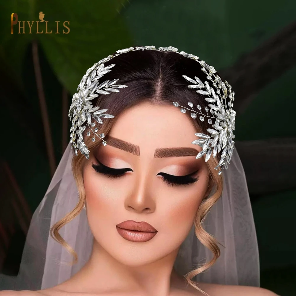 

A458 Rhinestone Bridal Headpiece Crystal Brides Headdress Handmade Women Headwear Hair Ornament Wedding Tiara Elegant Crown