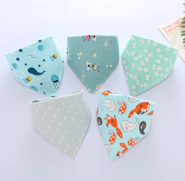 cheap baby accessories	 5 pcs/lot Baby Bibs Triangle Double Cotton Bibs  Cartoon Print Saliva Towel Baby Boys Girls Feeding Apron Cotton Bandana Bibs crochet baby accessories