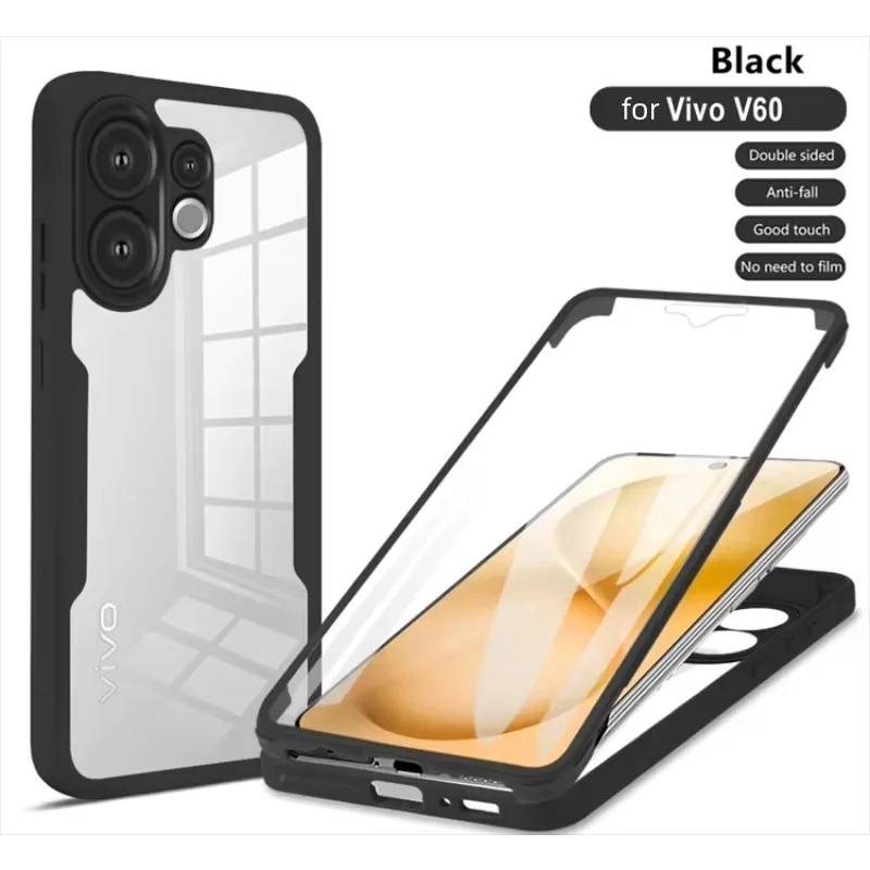 Enhanced Dual Layer Clear Case – 360° Full Body Shockproof Acrylic+TPU Cover