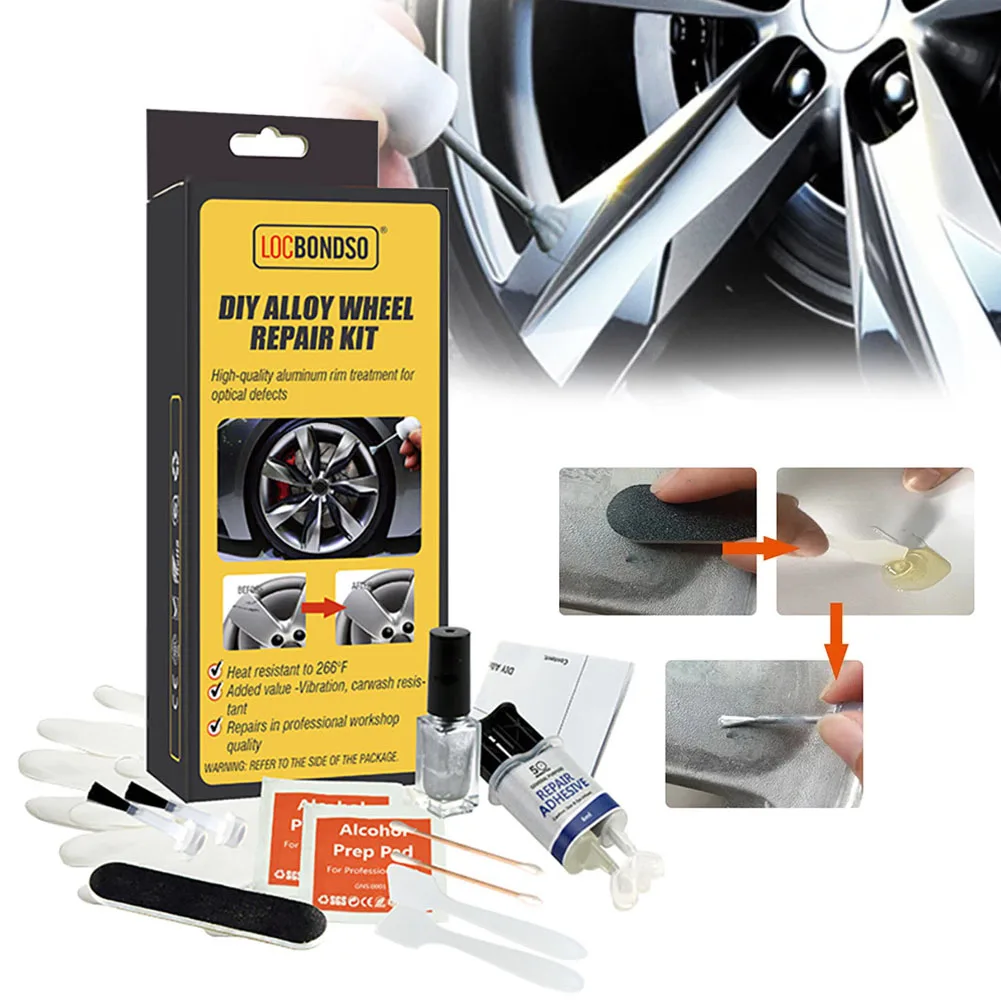 Aluminum Alloy Car Wheel Repair Kit Washable Auto Wheel Rims Repair Tools Set Dent Scratch Restore Wheel Rim Care Accessories