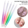 YIKOOLIN 5PCS Dual-Head Nail Art Silicone Brush Dotting Pen Set Nail Art Dotting Painting Tips Manicure Tools Brush Pen Art 6