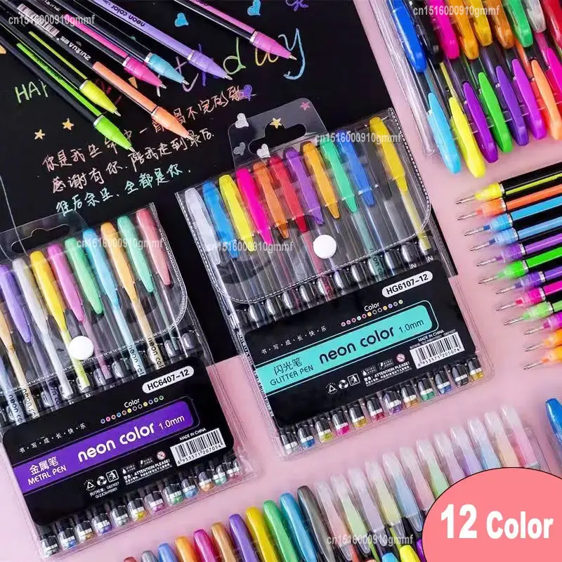 Neon Color Gel Pens - Set of 12