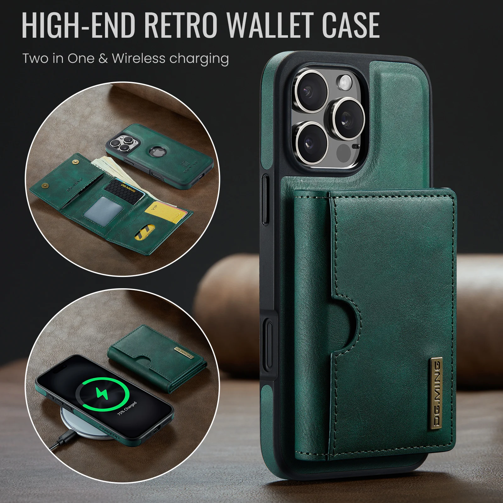 Premium Detachable Magnetic Leather Wallet Phone Case with Card Holder