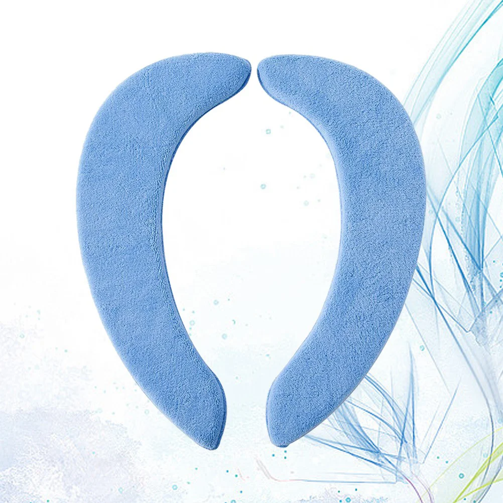 

1 Pair Bathroom Toilet Seat Cushion Sticky Washroom Thicken Coral Fleece Washable Toilet Seat Lid Cover Pads (Blue, Covered