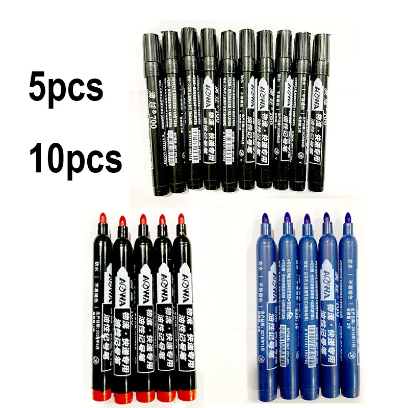 

5/10 pcs Permanent Paint Marker Pen Oily Waterproof Black Pen for Tyre Markers Quick Drying Signature Pen Stationery Supplies q1