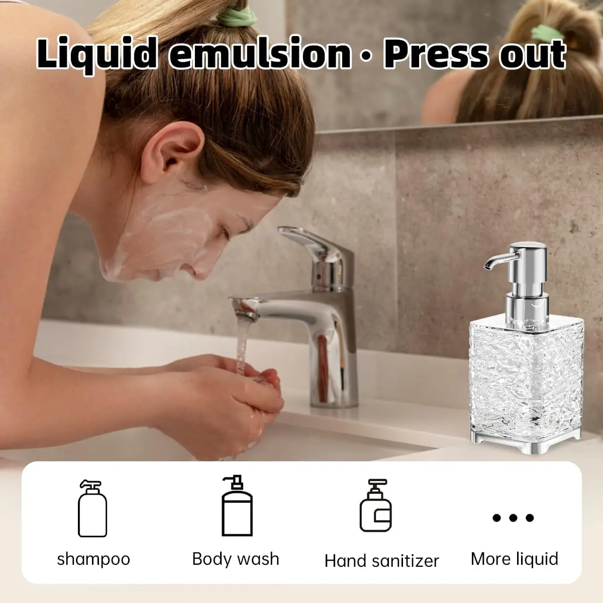Multipurpose Soap Dispenser Easy to Clean Glass Soap Pump Dispenser Ideal for Bath and Bathroom 4
