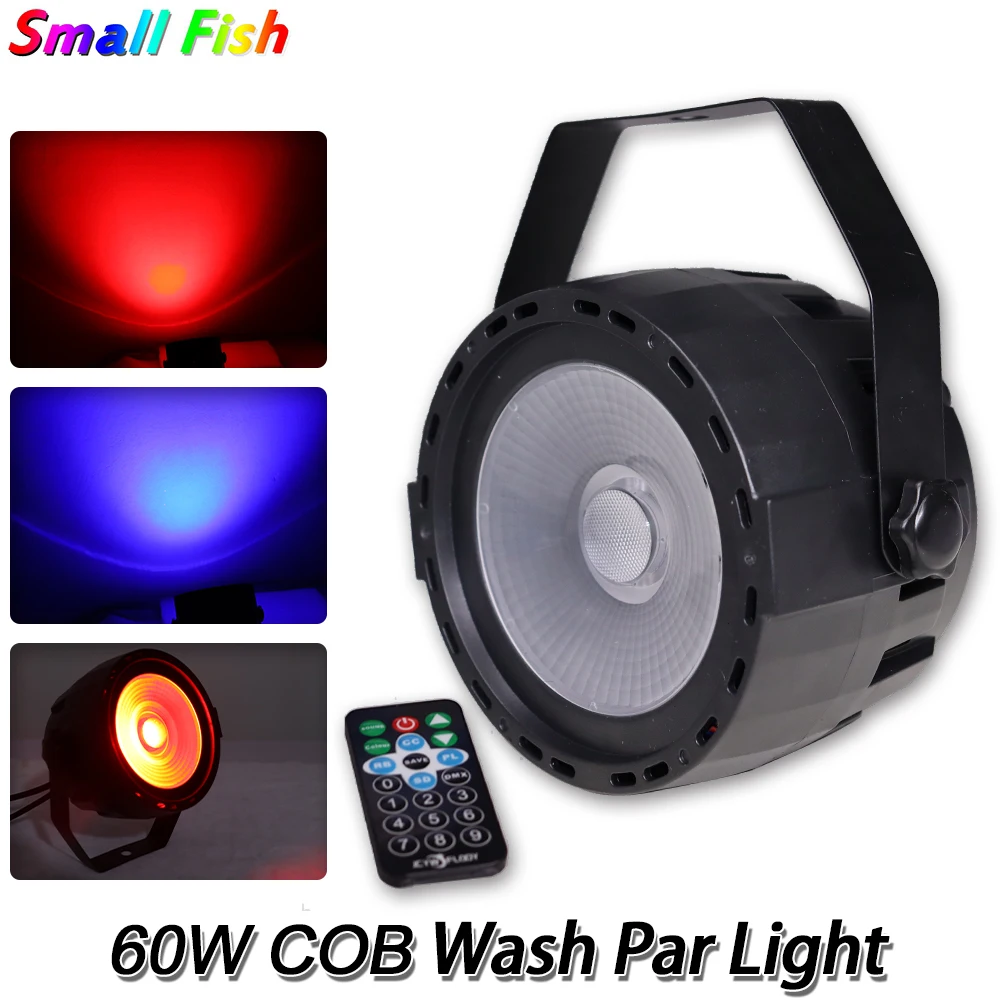 Wireless Remote Control LED Par COB 60W RGB 3in1 Lighting DMX512 Stage Light Theaters Churches Concert DJ Disco Party Lights