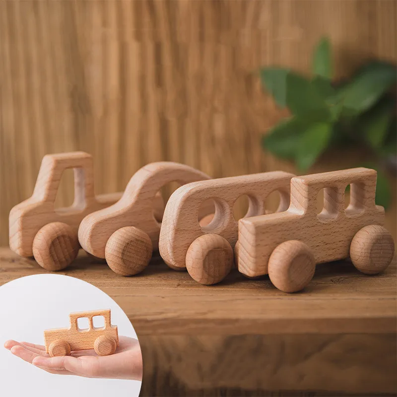 

[Funny] Wooden Mini Simulated car model bus jeep pickup truck decorative ornaments Puzzle Interactive Toys baby birthday gift
