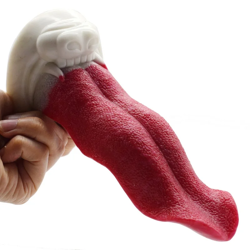 

FAAK Realistic Wolf Tongue Dildo With Sucker Large Fantasy Anal Plug Silicone Gory Raw Meat Color Sex Toys For Women Men