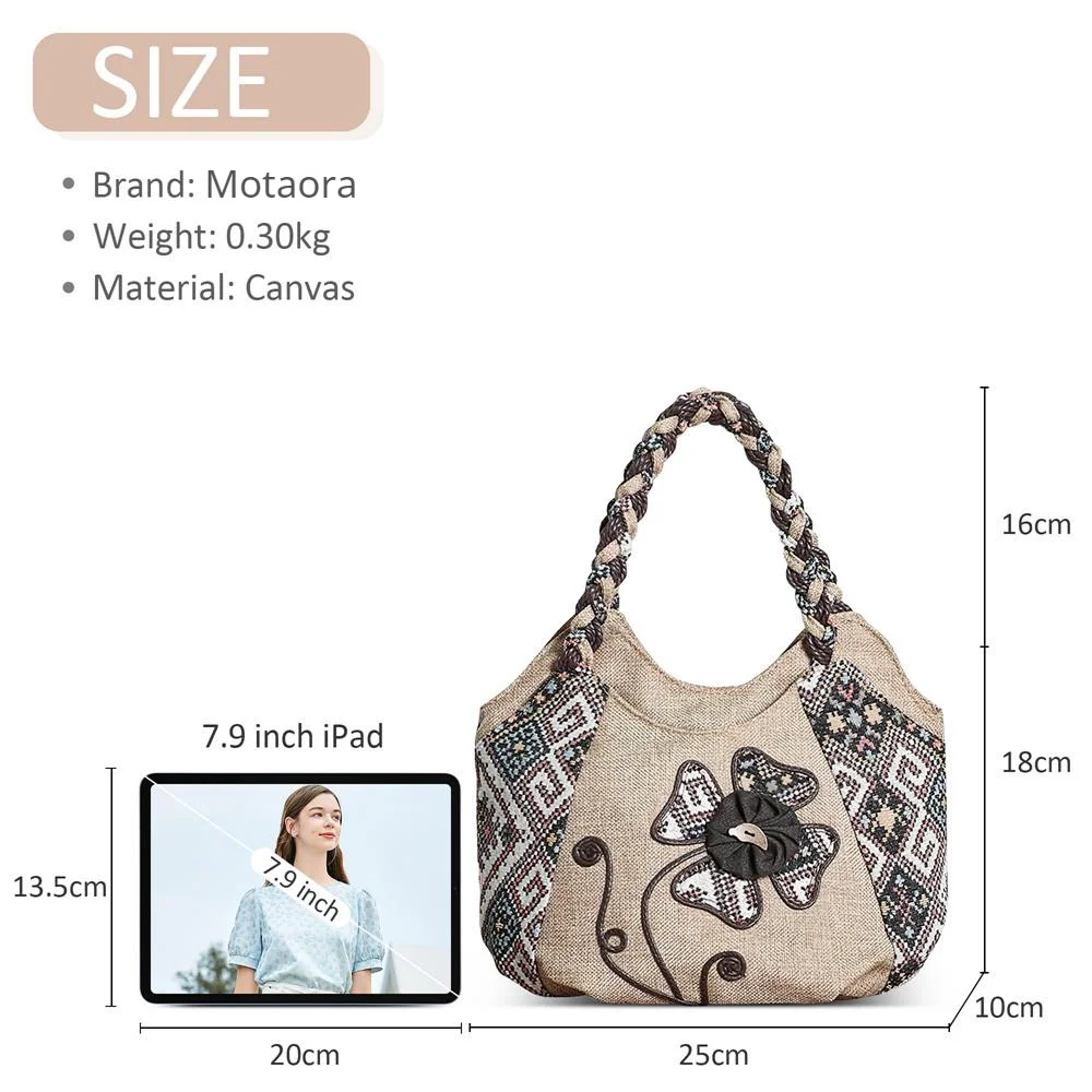 MOTAORA Women Handbags Vintage Canvas Bag Ladies Canvas Handbag Casual 2024 Woven Small Handbag Fabric Gout Craft Female Handbag
