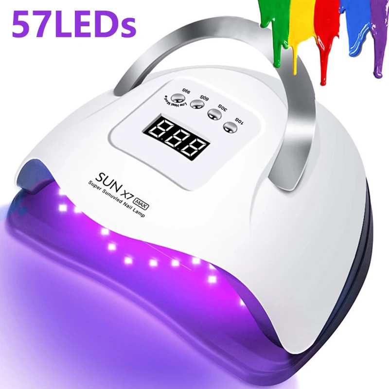 SUN X7 Max UV LED Nail Lamp for Drying Nails Gel Polish Lampara with 57
