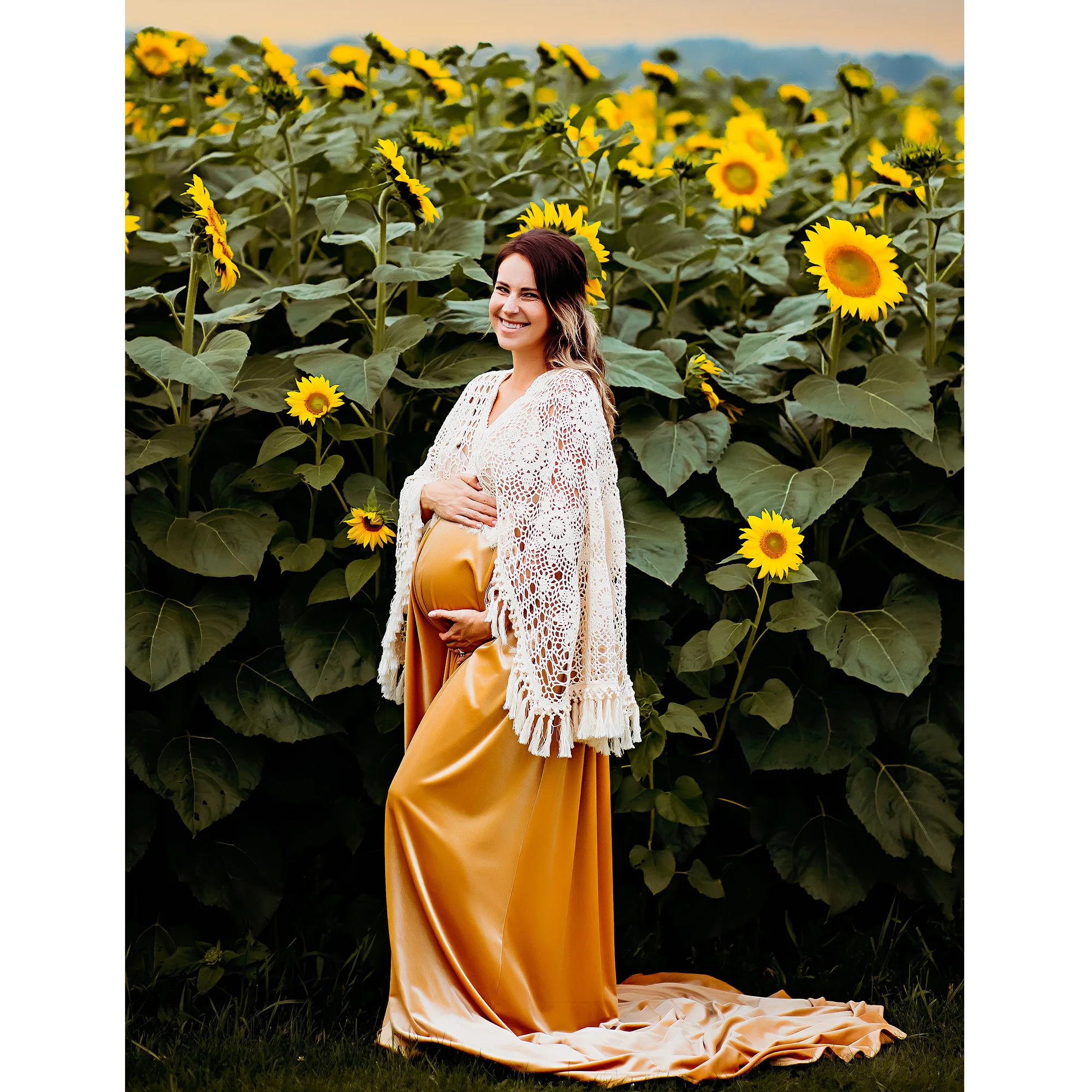 

Don&Judy Boho Maternity Dresses Photoshoot Props V-neck Free Size Long Winter Dress for Pregnacy Woman Clothes Photo Session