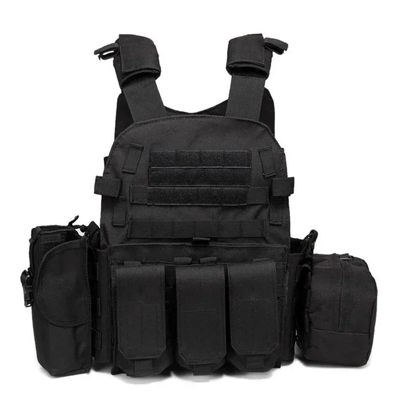Gilet tactique militaire 6094 avec système MOLLE - Porte-plaques pour pêche extrême et wargame outdoor
