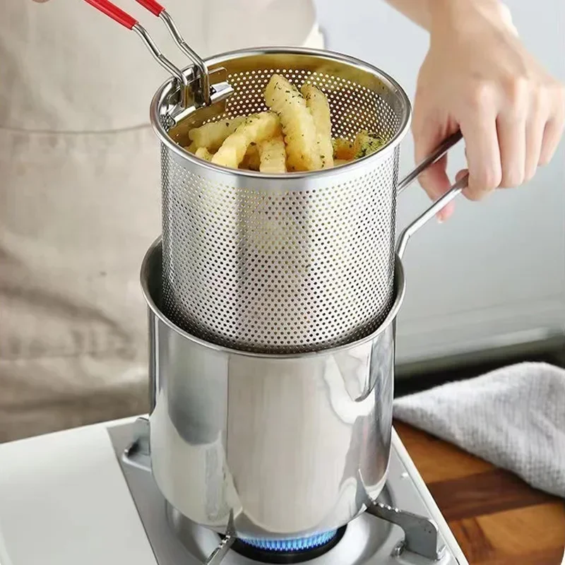 Frittiertopf-K-chen-fritte-use-mit-Sieb-304-Edelstahl-Tempura-Friteuse ...