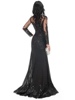 Mermaid / Trumpet Evening Gown Sparkle Dress Homecoming Sweep / Brush Train Long Sleeve Illusion Neck Lace with Appliques 2023 - Image 4