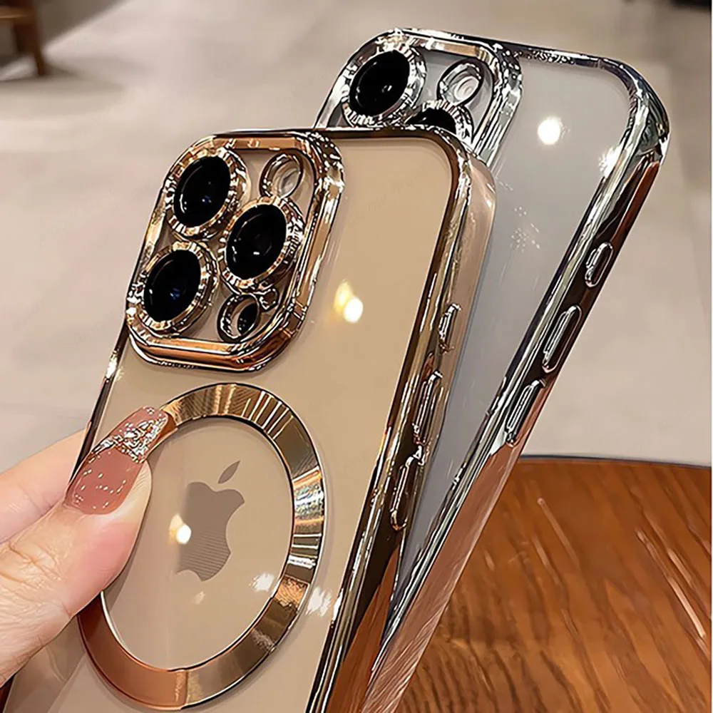 Premium Desert Gold Phone Case with MagSafe and Magnetic Lens Protector - Soft Clear Cover