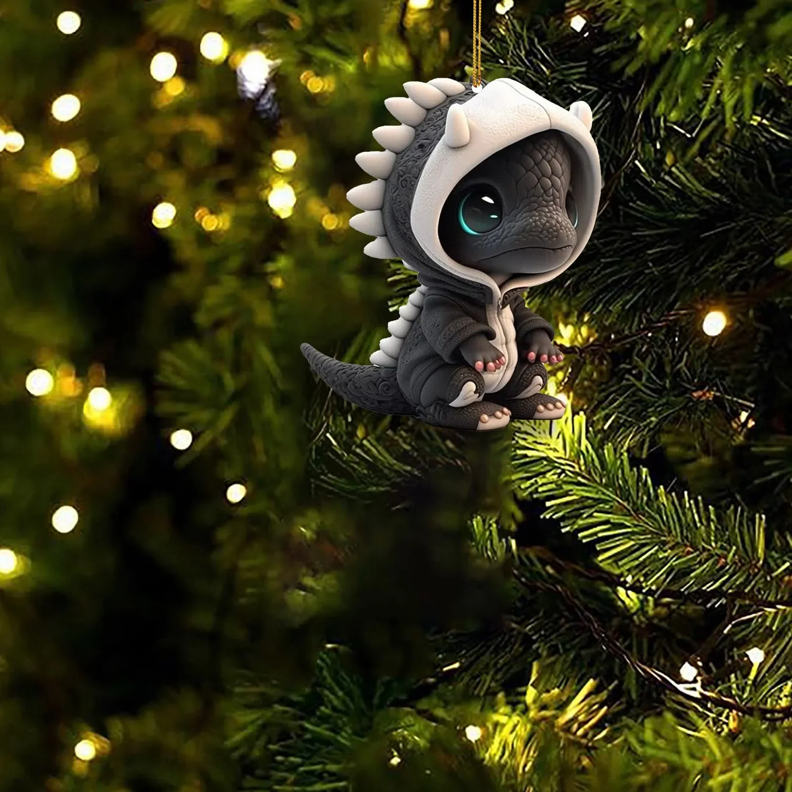 Cartoon Dragon Statue Acrylic Pendant Christmas Tree Decoration Pendants Car Interior Decoration String Bead Hanging Ornament 2D