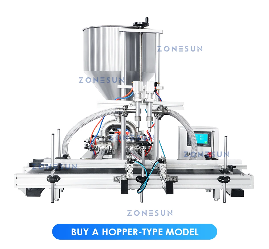 ZONESUN ZS-DTYT2 Автоматическая пневматическая машина для розлива медовой пасты Конвейерная лента 100-1000 мл Жидкий крем Косметический наполнитель для бутылок 