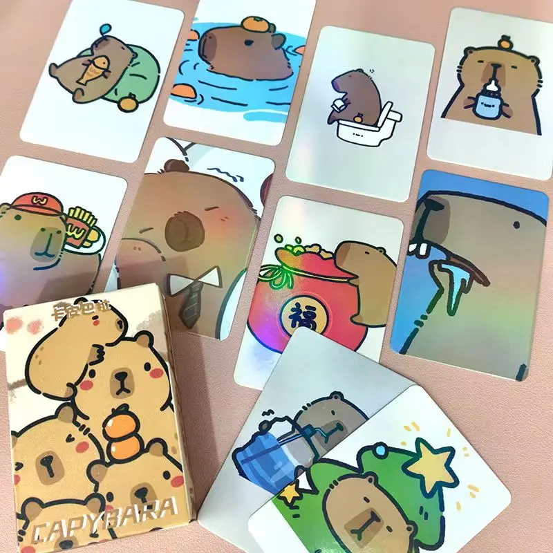 Anime Capybara Double Sided Printing Card 50Pcs/Set for Gift and collection