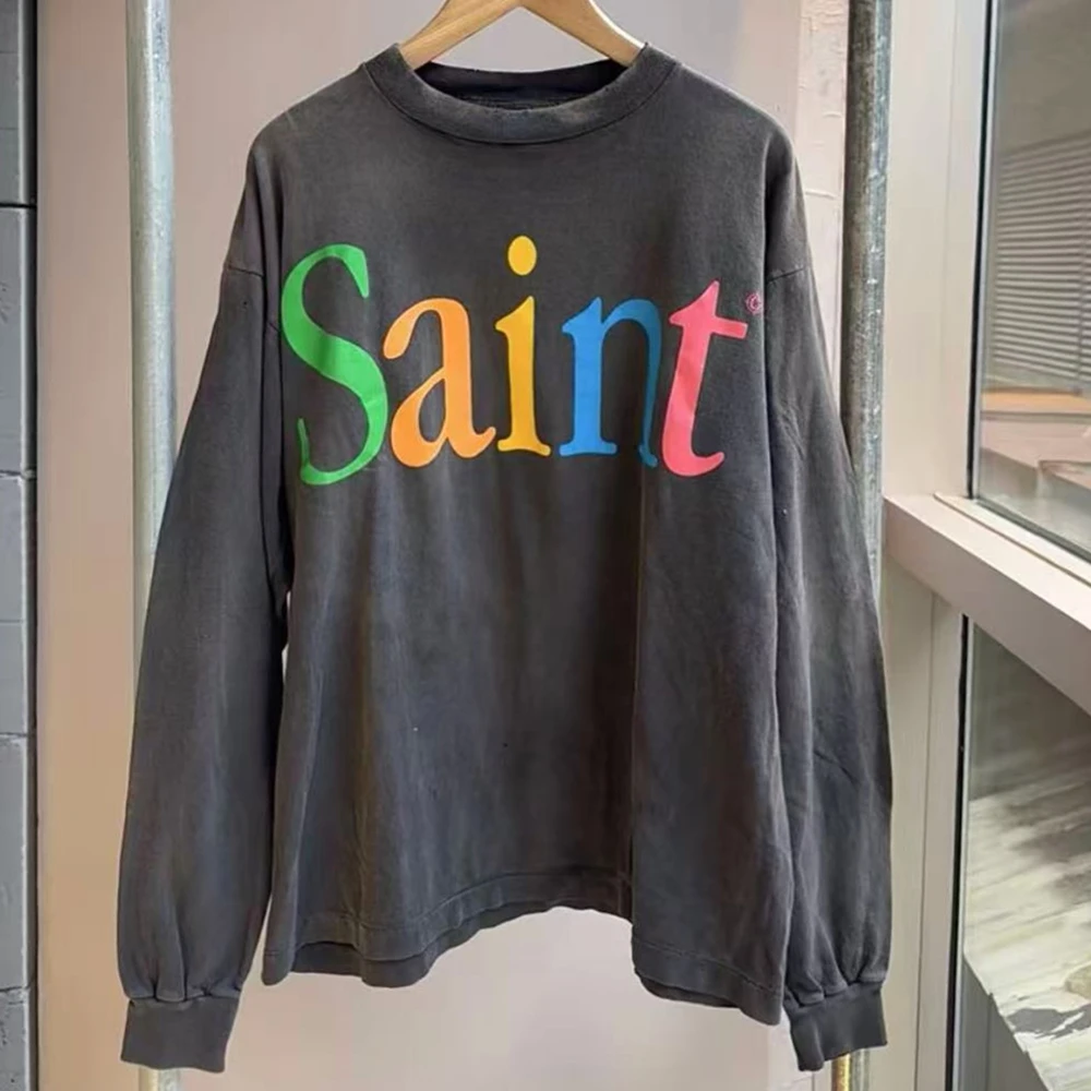 Washed 25ss LS TEE/LOVE Saint Colorful Logo Long Sleeve T