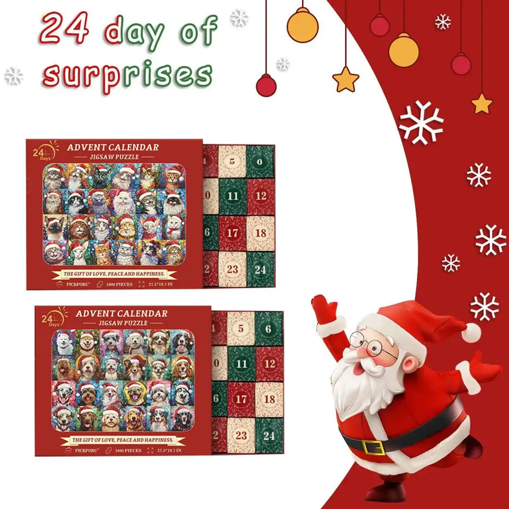 Christmas Puzzle Advent Calendar Creative Cat Dog Christmas Puzzle Advent Calendar Puppy Decorations