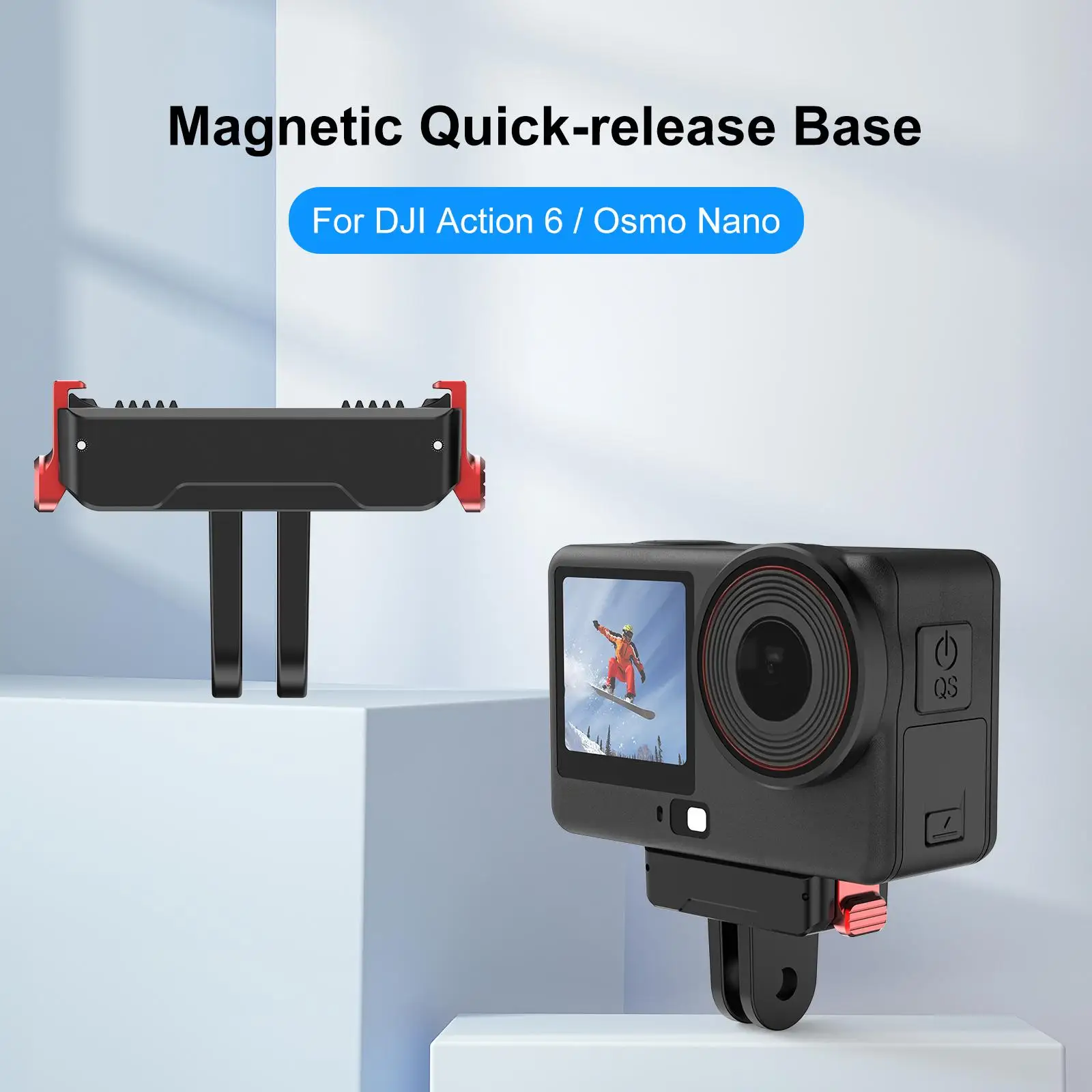 For DJI Osmo Action 6 / Nano PULUZ Two Claw Plastic Magnetic Quick Release Base Mount
