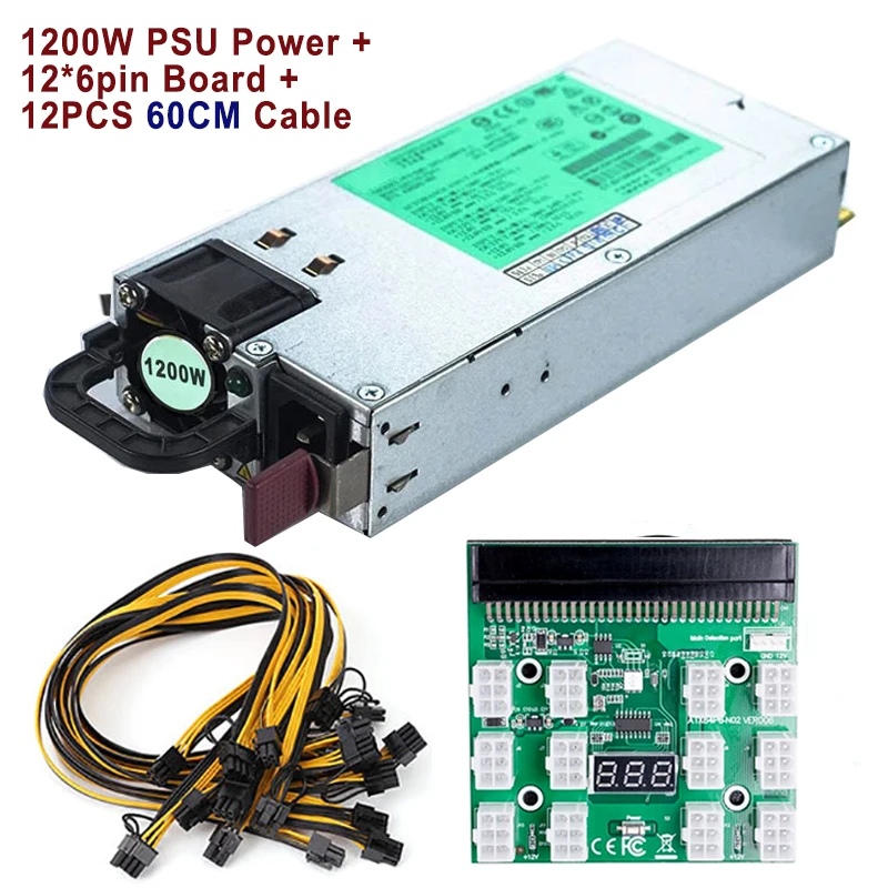 Fonte de Alimentação Psu e hp Server Breakout Board Testado Dps1200fb a 1200w 50cm 60cm 6pin para Cabos 8pin Dl580g5 Mining Set