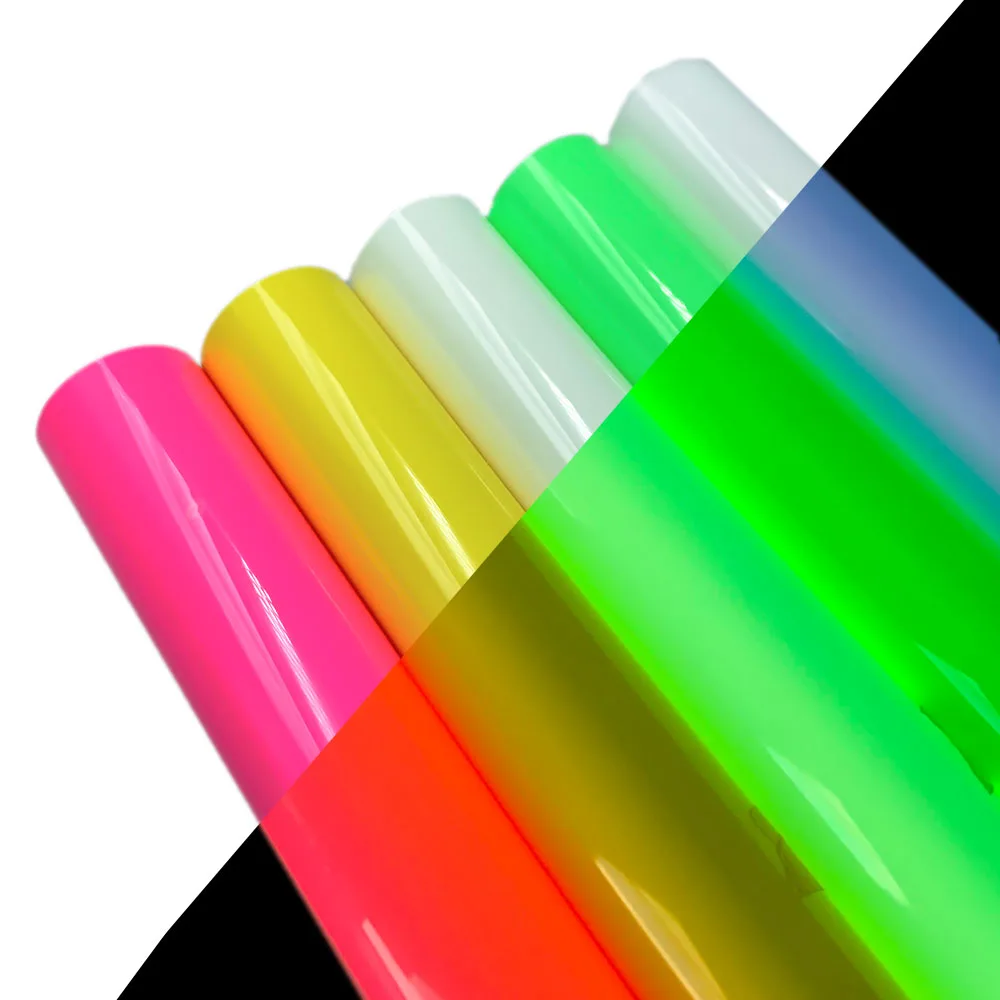 5pcs Bundle Heat Transfer Vinyl Film Glow in Dark Iron on Tshirt PU HTV Luminous Fluorescent Color For Clothes Chrimas Decor