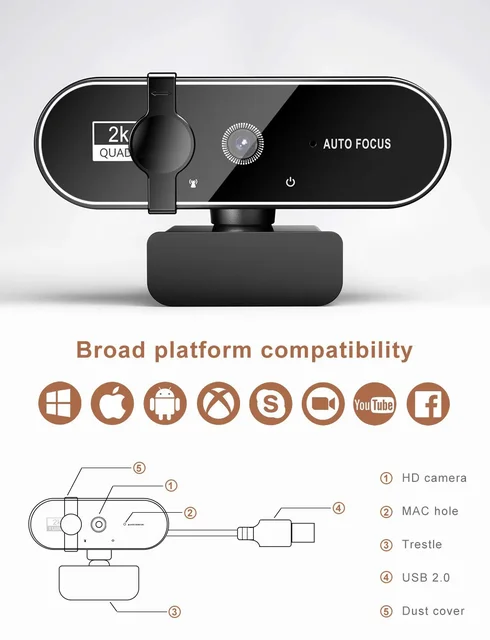 203607-0838f8.jpg Lenovo 4K HD Webcam 1080P Mini Camera 2K Full HD Webcam Microphone 30fps USB Webcam For Auto Focus PC Laptop Video Camera NEW