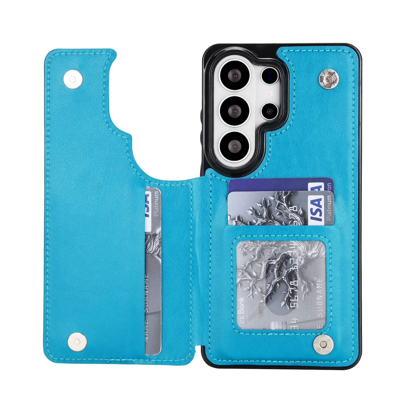 Floral Leather Wallet Phone Case with Stand and Card Holder, Double Magnetic Clasp