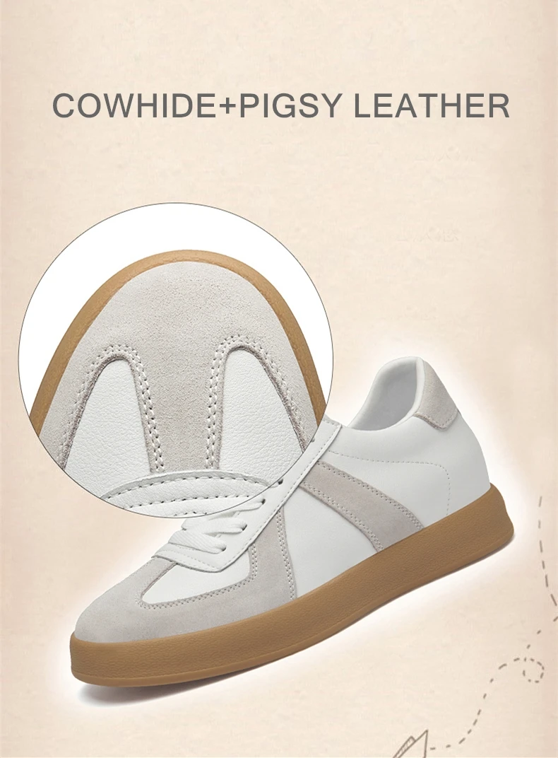Elevator Sneakers For Women&Men Shoes Genuine Leather Height Increasing Shoes Lace Up Trainers Ladies Flat Shoes For Men