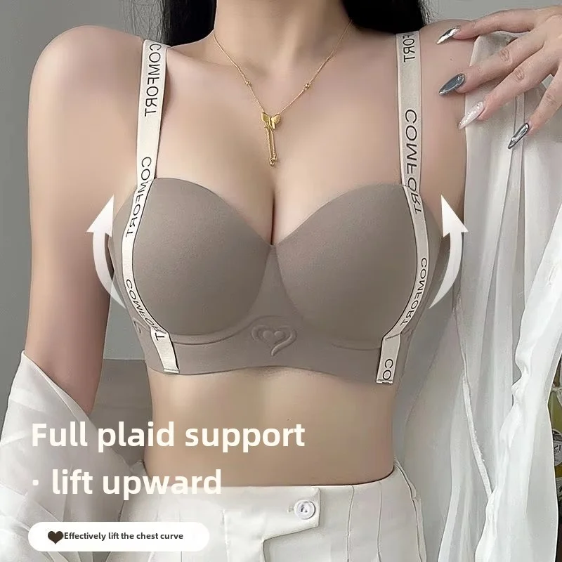 Womens Bra Push Up Bra for Small Breasts Seamless Lift Adjustable Bralette Anti Sag Ringless Design Back Beauty Enhancer 24H Comfort